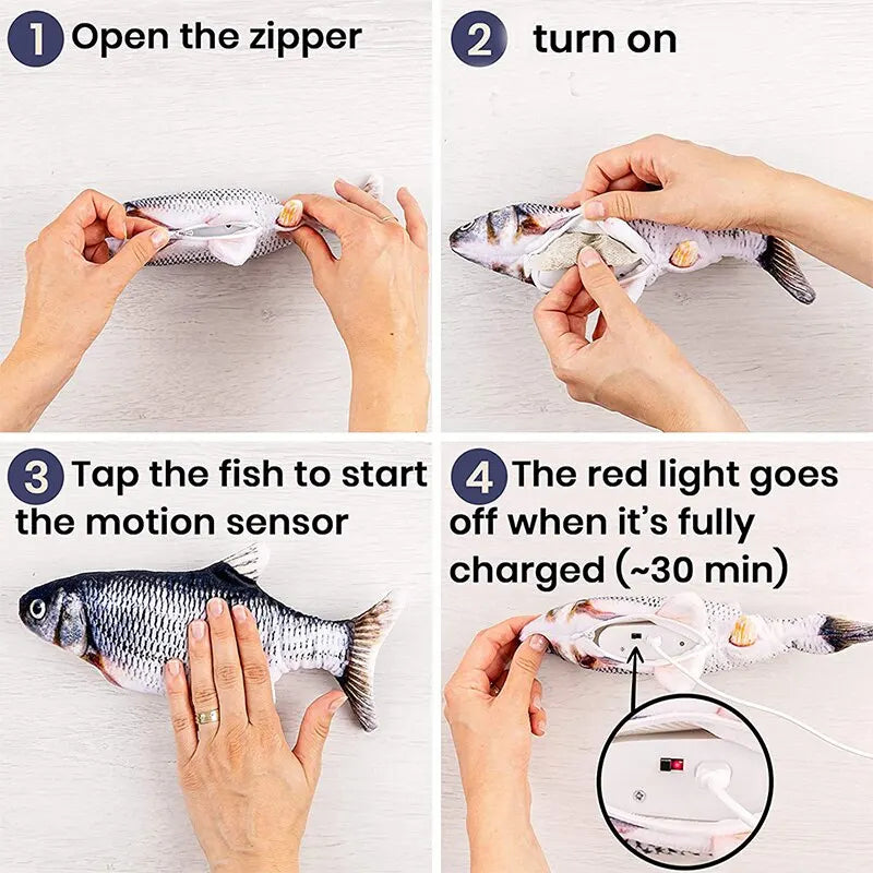 Silly Salmon Floppy Fish Dog and Cat Toy with USB Charging