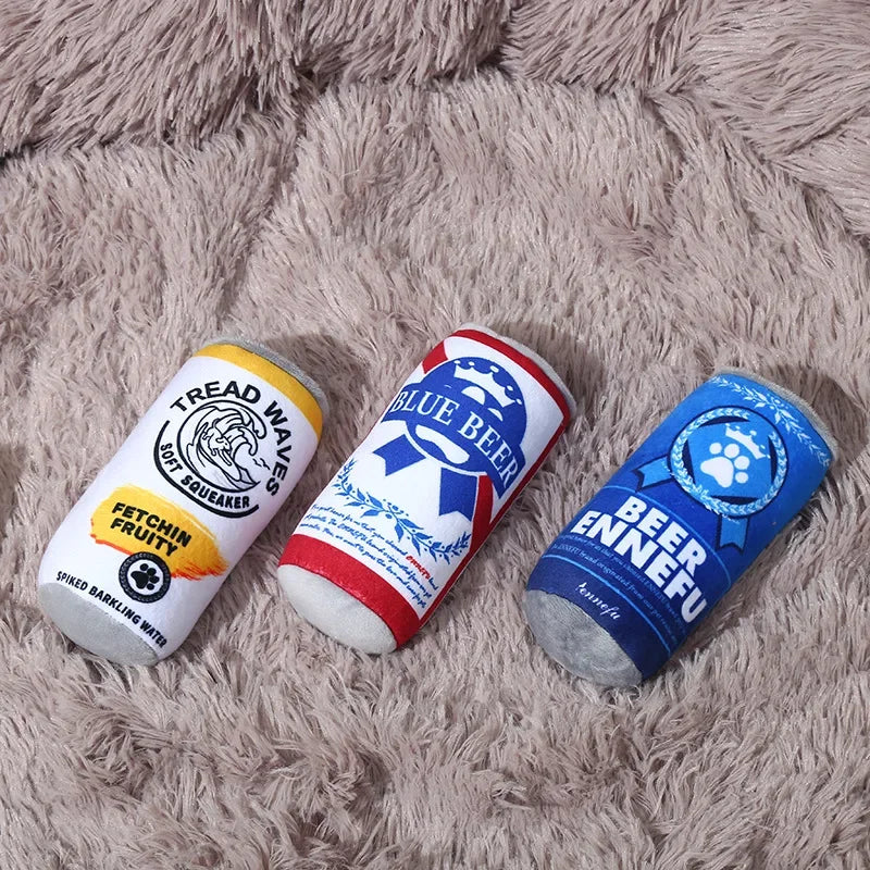 Beer and Soda Plush Squeaky Dog Toys