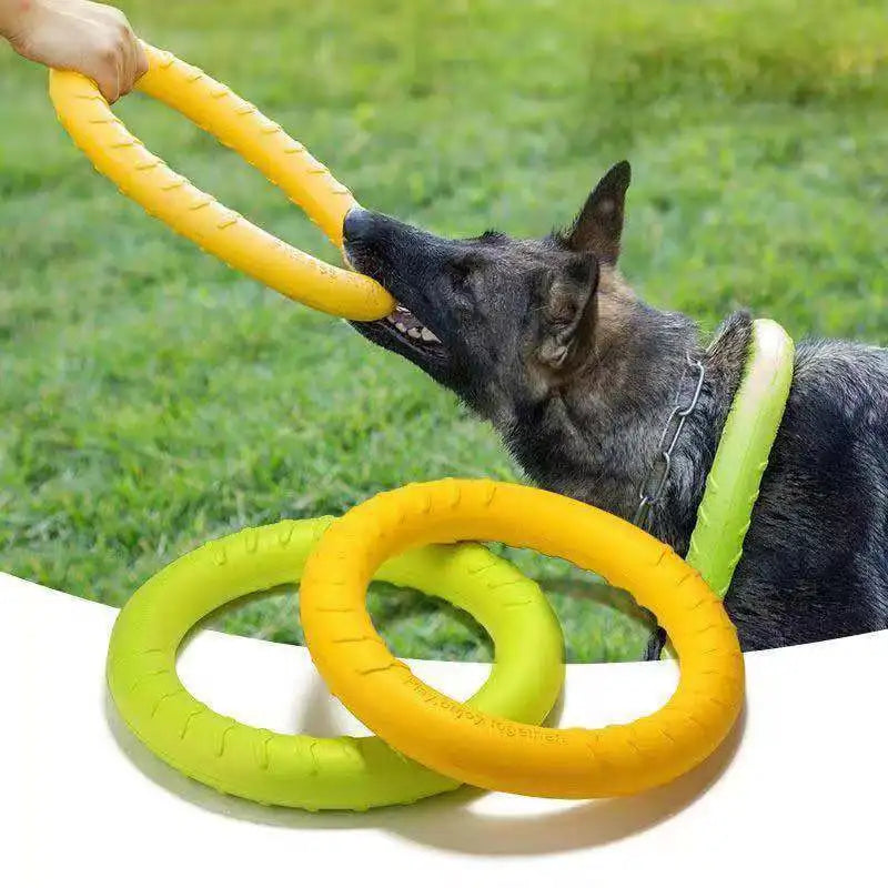 Flying Disk and Tug-of-War Ring Pull Rubber Dog Toy