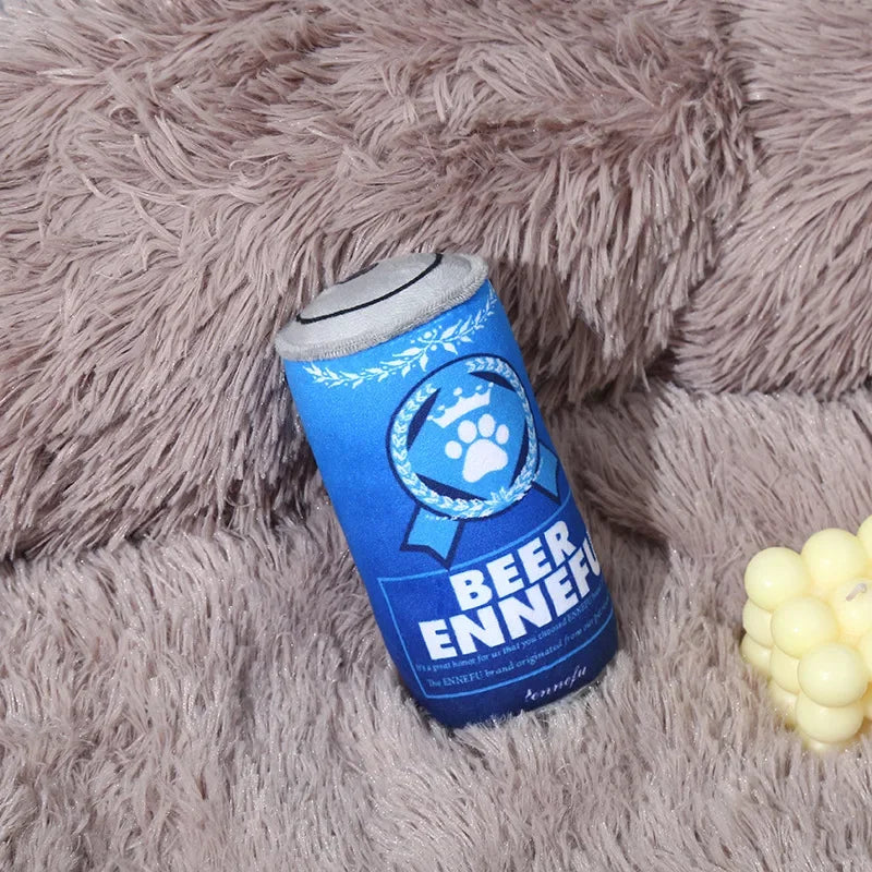Beer and Soda Plush Squeaky Dog Toys
