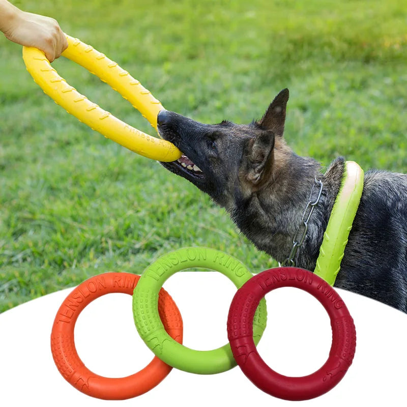 Flying Disk and Tug-of-War Ring Pull Rubber Dog Toy