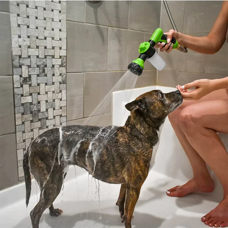 High-Pressure Hose and Shower Nozzle with Soap and Shampoo Attachment