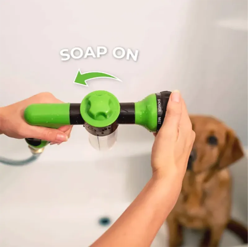 High-Pressure Hose and Shower Nozzle with Soap and Shampoo Attachment